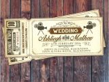 Movie theater Wedding Invitations Art Decovintage Retro Save the Date Ticket Announcement