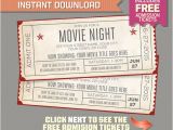 Movie Ticket Wedding Invitation Template Free Movie Night Invitation with Free Admission Tickets Movie