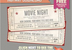 Movie Ticket Wedding Invitation Template Free Movie Night Invitation with Free Admission Tickets Movie