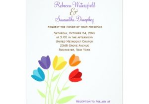 Multi Color Wedding Invitations Tulip Multi Color Rainbow Wedding Invitation Zazzle Com