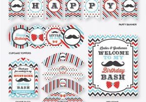 Mustache Birthday Party Printables Instant Download Mustache Party Package Mustache