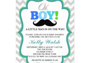 Mustache Invitations for Baby Shower Oh Boy Mustache Baby Shower Invitations Chevron