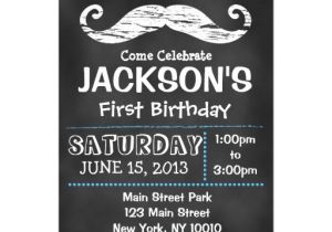 Mustache Invitations for First Birthday Chalkboard Mustache First Birthday Invitation 5" X 7
