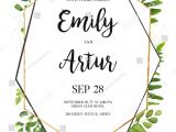 Nature Wedding Invitation Template 2019 Vector Floral Design Card Green Fern forest