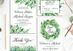 Nature Wedding Invitation Template Greenery Wedding Invitation Natural White and Green Wedding