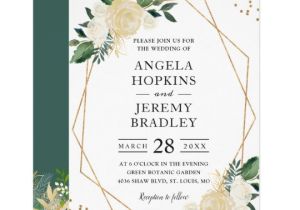 Nature Wedding Invitation Template Modern Geometric Frame Nature Green Floral Wedding