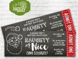 Naughty or Nice Party Invitations Printable Naughty or Nice Holiday Party Chalkboard Ticket