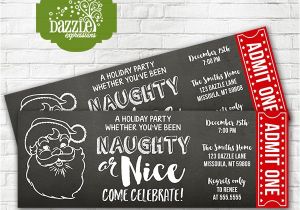 Naughty or Nice Party Invitations Printable Naughty or Nice Holiday Party Chalkboard Ticket