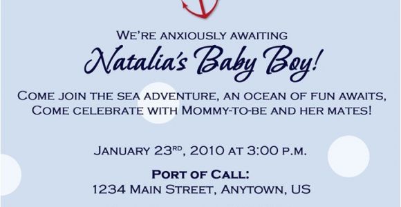 Nautical Baby Shower Invitation Wording Nautical theme Baby Shower Invitation Wording Party Xyz