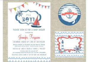 Nautical Baby Shower Invitations Etsy Items Similar to Nautical themed Baby Shower Invitation