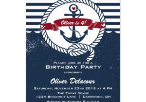 Nautical Birthday Invitation Template Navy Red Rustic Nautical Kids Birthday Invitation Zazzle
