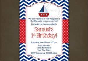 Nautical Birthday Invitation Template Sailboat Nautical Birthday Party Invitation Printable File