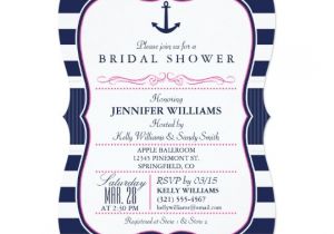 Nautical Bridal Shower Invitation Template Nautical Anchor Bridal Shower Navy & Pink Card