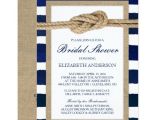 Nautical Bridal Shower Invitation Template Nautical Knot Navy Stripes Rustic Bridal Shower Card