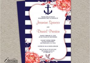 Nautical Bridal Shower Invitation Template Printable Nautical themed Engagement Party Invitation with