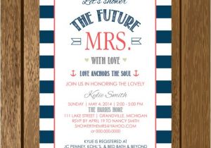 Nautical Bridal Shower Invites Items Similar to Navy and Coral Nautical "let S Shower the