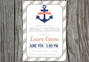 Nautical Bridal Shower Invites Nautical Bridal Shower Invitation Anchor by Printyourheartout