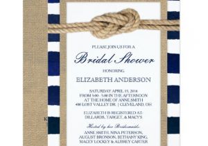 Nautical Bridal Shower Invites Nautical Knot Navy Stripes Rustic Bridal Shower Card