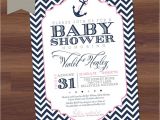 Nautical theme Baby Shower Invitations Etsy Baby Shower Invitation Girl Chevron Nautical theme