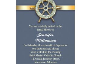 Nautical themed Bridal Shower Invitations Nautical Blue Golden Bridal Shower Invitations