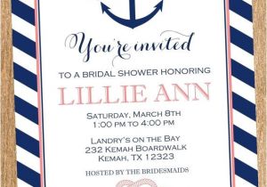 Nautical themed Bridal Shower Invitations Personalized Anchors Away Nautical Bridal Shower