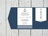 Nautical Wedding Invitation Template Free Nautical Pocket Wedding Invitation Template Set Navy Anchor