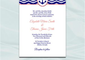 Nautical Wedding Invitation Template Free Nautical Wedding Invitation Template Coral by