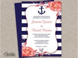 Nautical Wedding Invitation Template Nautical Wedding Invitation Printable Navy Blue and Coral