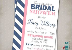 Navy and Blush Bridal Shower Invitations Custom Modern Navy Blush Bridal Shower Invitation Digital
