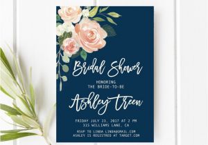 Navy and Blush Bridal Shower Invitations Navy and Blush Bridal Shower Invitation Peach Bridal Shower