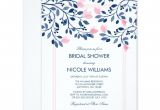 Navy and Blush Bridal Shower Invitations Navy and Blush Pink Floral Watercolor Bridal Shower