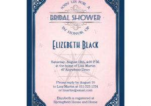 Navy and Blush Bridal Shower Invitations Navy Blush Pink Silver Vintage Frame Bridal Shower 5×7