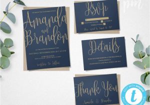 Navy and Gold Wedding Invitation Template Blue Gold Wedding Invitation Template Suite Navy