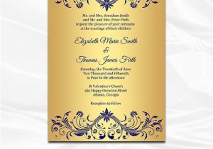 Navy and Gold Wedding Invitation Template Items Similar to Navy and Gold Wedding Invitation Template