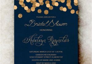Navy and Gold Wedding Invitation Template Navy Blue Gold Bridal Shower Invitation by Divinegivedigital