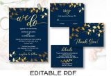 Navy and Gold Wedding Invitation Template Navy Blue Gold Wedding Invitation Template Navy We Do