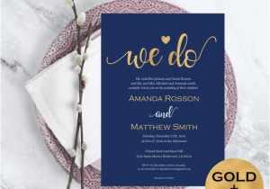 Navy and Gold Wedding Invitation Template Wedding Invitation Template Navy Blue and Gold Wedding