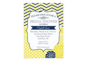 Navy and Yellow Bridal Shower Invitations Navy Blue and Yellow Bridal Shower Invitation