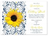 Navy Blue and Sunflower Wedding Invitations Bridal Shower Invitation Sunflower Navy Blue Floral