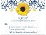 Navy Blue and Sunflower Wedding Invitations Navy Blue Sunflower Floral Wedding Rsvp Card