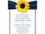Navy Blue and Sunflower Wedding Invitations Sunflower Navy Blue Ribbon Wedding Invitation 13 Cm X 18