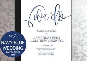 Navy Blue Wedding Invitation Template Navy Blue Wedding Invitation Template Set Wedding Invite
