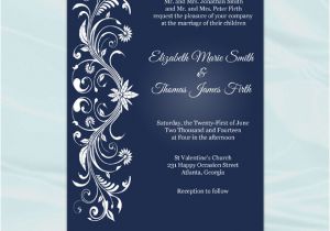 Navy Blue Wedding Invitation Template Printable Invitation Templates Diy Navy Blue and White