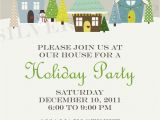 Neighborhood Christmas Party Invitation Wording Custom Holiday Houses Christmas Party Invitation Winter
