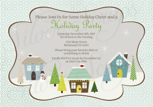 Neighborhood Holiday Party Invitation Wording Holiday Houses Landscape Custom Christmas Party Invitation
