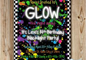 Neon Birthday Invitation Template Glow In the Dark Party Invitation Neon by Heartsandcraftsy