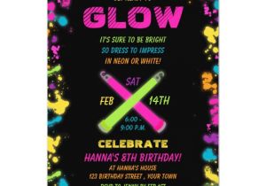 Neon Birthday Invitation Template Glow Party Neon Birthday Invitation Zazzle Com