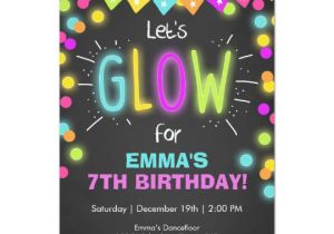 Neon Birthday Invitation Template Neon Glow In the Dark Birthday Invitation Zazzle