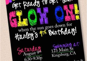 Neon Birthday Invitation Template Neon Glow In the Dark Birthday Party Invitation by