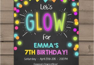 Neon Birthday Invitation Template Neon Glow Party Invitation Glow Birthday Invitation Glow In